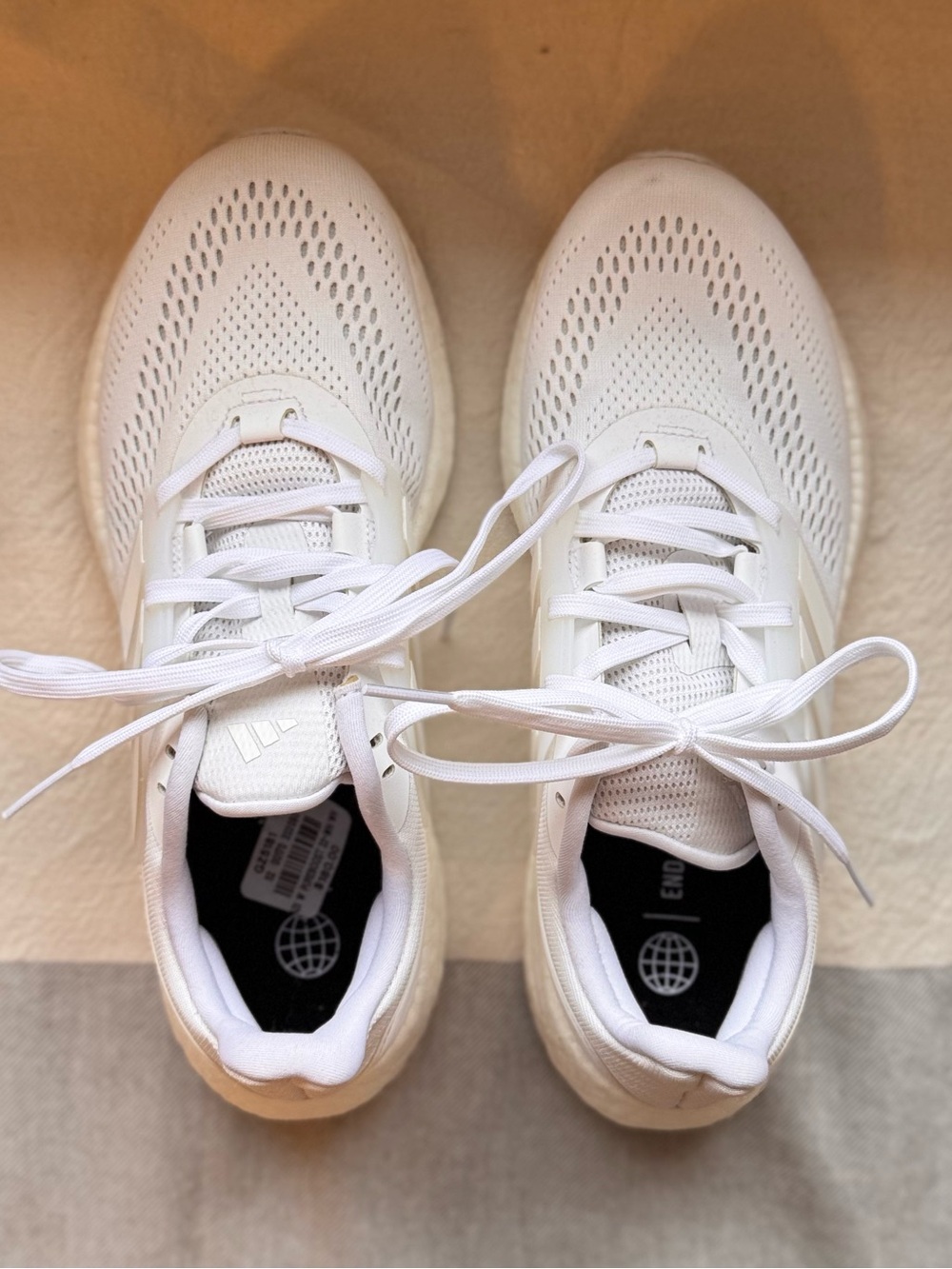 adidas Originals White Knit Lace-Up Sneakers